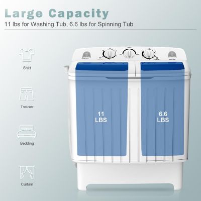 Costway Portable Mini Compact Twin Tub 20lb Washing Machine Washer Spin Dryer Image 2