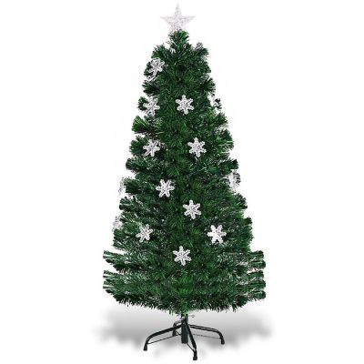 Costway Pre-Lit Fiber Optic Christmas Tree Multicolor Lights 4FT Image 1
