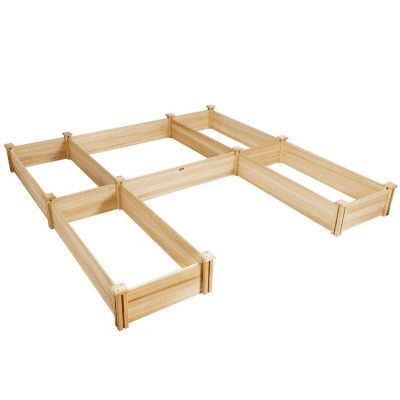 Costway Raised Garden Bed Wooden Garden Box Planter Container U-Shaped Bed 92.5x95x11in Image 3
