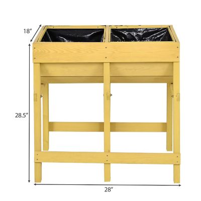 Costway Raised Wooden V Planter Elevated Vegetable Flower Bed Free Standing Planting with liner Image 1