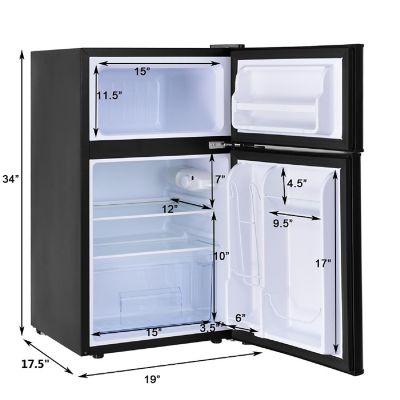 Costway Refrigerator Small Freezer Cooler Fridge Compact 3.2 cu ft. Unit, Black Image 1