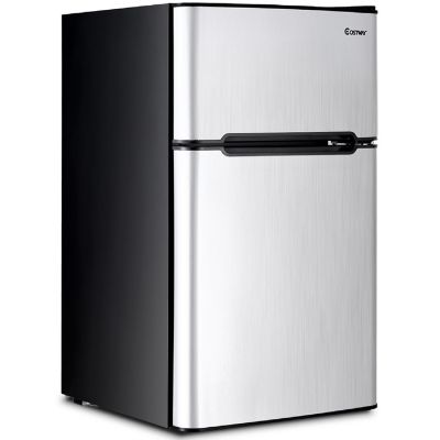 Costway  Refrigerator Small Freezer Cooler Fridge Compact 3.2 cu ft. Unit, Grey Image 1