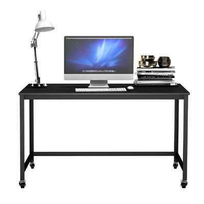 Costway Rolling Computer Desk Wood Top Metal Frame Laptop Table Study Workstation Black Image 2