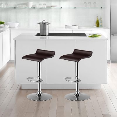 Costway Set of 2 Swivel Bar Stool PU Leather Adjustable Kitchen Counter Bar Chair Coffee Image 2