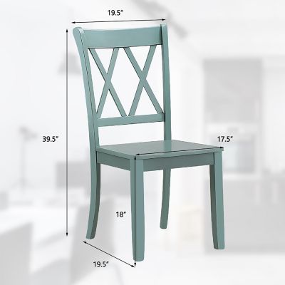 Costway Set of 2 Wood Dining Chair Cross Back Dining Room Side Chair Mint Green Home Kitchen Image 2
