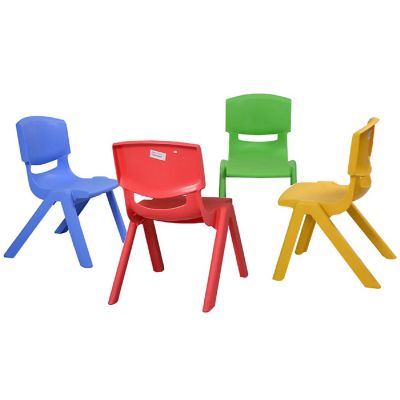 Costway Set of 4 Kids Plastic Chairs Stackable Play and Learn Furniture Colorful Image 2