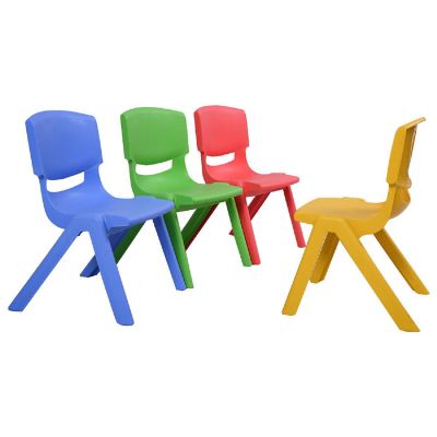 Costway Set of 4 Kids Plastic Chairs Stackable Play and Learn Furniture Colorful Image 3
