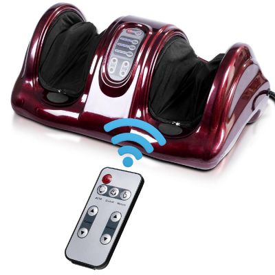 Costway Shiatsu Foot Massager Kneading and Rolling Leg Calf Ankle with Remote Burgundy Image 1