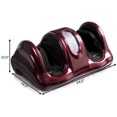 Costway Shiatsu Foot Massager Kneading and Rolling Leg Calf Ankle with Remote Burgundy Image 1