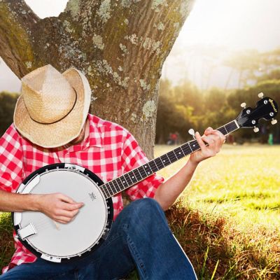 Costway Sonart 5 String Geared Tunable Banjo 24 Brackets Closed Back Remo Head w/ Case Image 1