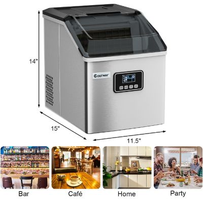 Costway Stainless Steel Ice Maker Machine Countertop 48Lbs/24H Self-Clean with LCD Display Image 1