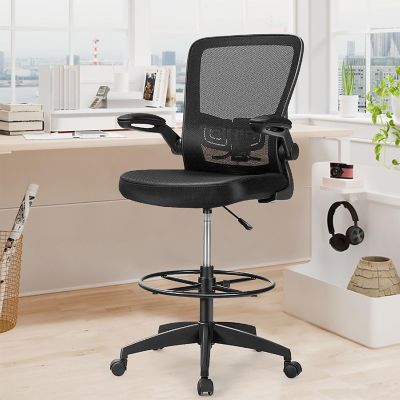 Costway Tall Office Chair Adjustable Height w/Lumbar Support Flip Up Arms Image 1