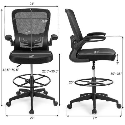 Costway Tall Office Chair Adjustable Height w/Lumbar Support Flip Up Arms Image 2