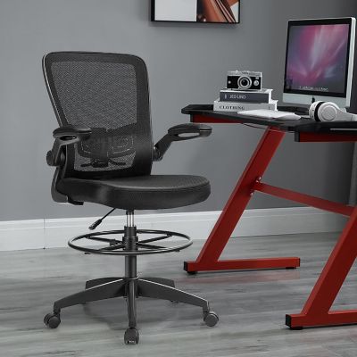 Costway Tall Office Chair Adjustable Height w/Lumbar Support Flip Up Arms Image 3