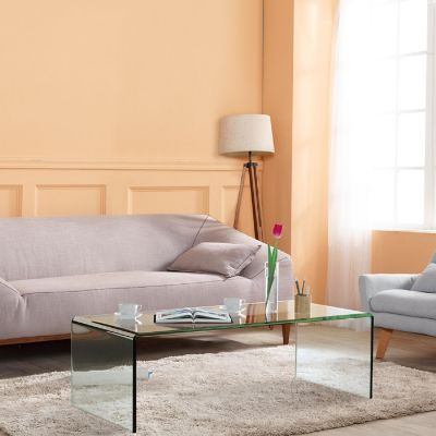 Costway Tempered Glass Coffee Table Accent Cocktail Side Table Living Room Furniture Image 1