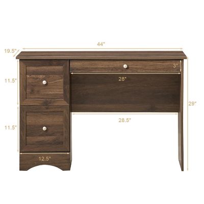 Costway Vintage Computer Desk Home Office Study Table Spacious Workstation w/ 3 Drawers Image 2