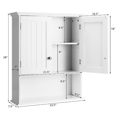 Costway Wall Mount Bathroom Cabinet Storage Organizer Medicine Cabinet White Image 1