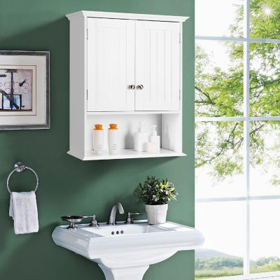 Costway Wall Mount Bathroom Cabinet Storage Organizer Medicine Cabinet White Image 2