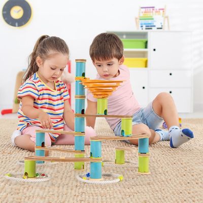 Costway Wooden Marble Run Construction 111PCS STEM Educational Learning Toys for Kid Image 1
