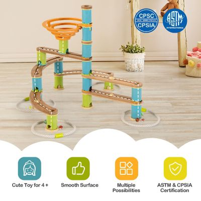 Costway Wooden Marble Run Construction 111PCS STEM Educational Learning Toys for Kid Image 3