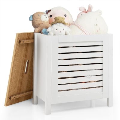 Costway Wooden Toy Storage Organizer Kids Toy Chest W/Lid for Kindergarten Bedroom White Image 1