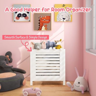 Costway Wooden Toy Storage Organizer Kids Toy Chest W/Lid for Kindergarten Bedroom White Image 2