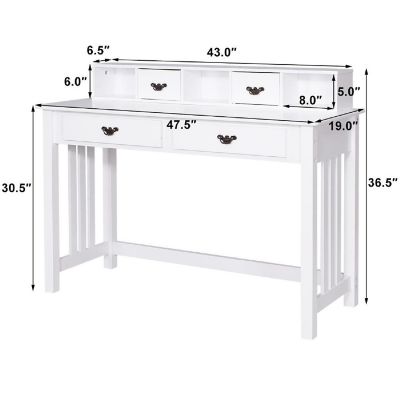 Costway Writing Desk Mission White Home Office Computer Desk 4 Drawer White Image 1