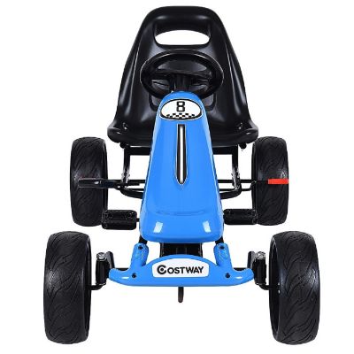 Costway Xmas Gift Go Kart Kids Ride On Car Pedal Powered Car 4 Wheel Racer Toy Stealth Outdoor Blue Image 1