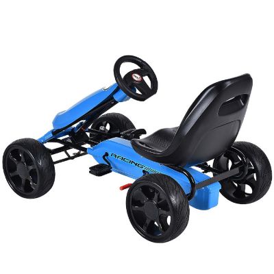 Costway Xmas Gift Go Kart Kids Ride On Car Pedal Powered Car 4 Wheel Racer Toy Stealth Outdoor Blue Image 2