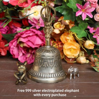 Cottage Handicraft ,Tibetan Bell & Dorje, Large with free Elephant Gift Image 1