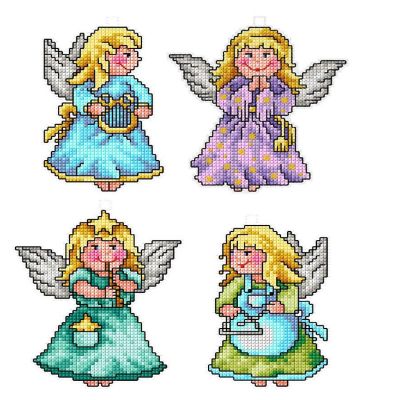 Counted cross stitch kit with plastic canvas "Angels" set of 4 designs 7610 Image 1