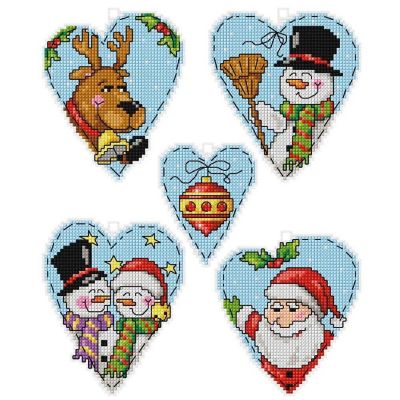 Counted cross stitch kit with plastic canvas "Hearts" set of 5 designs 7629 Image 1