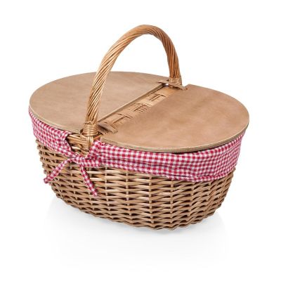 Country Picnic Basket - Red &amp; White Gingham Pattern Image 1