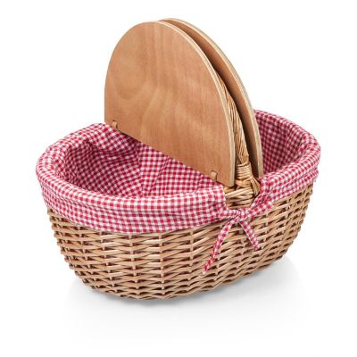 Country Picnic Basket - Red &amp; White Gingham Pattern Image 1