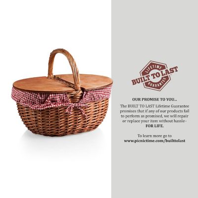 Country Picnic Basket - Red &amp; White Gingham Pattern Image 2