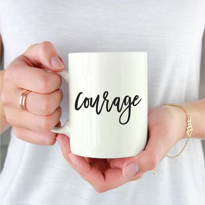 Courage Black Calligraphy Ceramic Mug Image 1