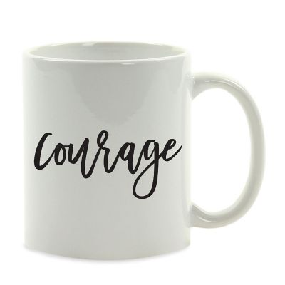 Courage Black Calligraphy Ceramic Mug Image 2