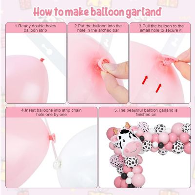 Cow Print Balloon Garland Kit with Banner, Cake Topper 110pcs for Farm-Themed Party Decorations Image 1