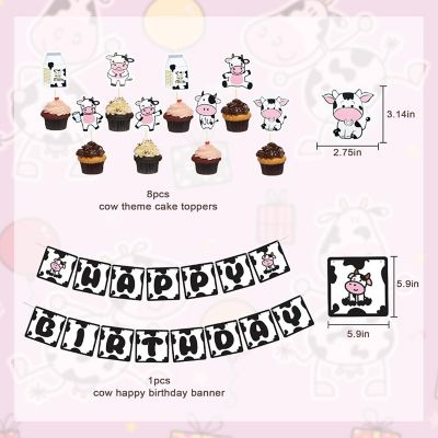 Cow Print Balloon Garland Kit with Banner, Cake Topper 110pcs for Farm-Themed Party Decorations Image 2