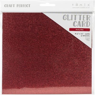 Craft Perfect Glitter Cardstock 8.5"X11"-Ruby Ritz Image 1