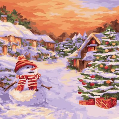 Crafting Spark - Painting by Numbers kit Crafting Spark Christmas Village L047 19.69 x 15.75 in Image 1