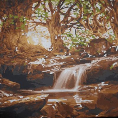 Crafting Spark - Painting by Numbers kit Crafting Spark Forest Waterfall A138 19.69 x 15.75 in Image 1
