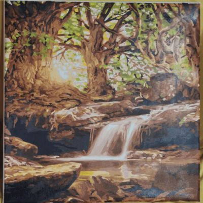Crafting Spark - Painting by Numbers kit Crafting Spark Forest Waterfall A138 19.69 x 15.75 in Image 2