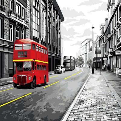 Crafting Spark - Painting by Numbers kit Crafting Spark London Bus C028 19.69 x 15.75 in Image 1