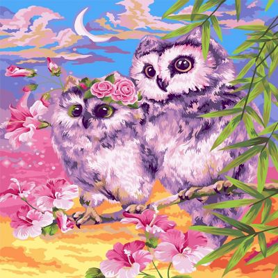 Crafting Spark - Painting by Numbers kit Crafting Spark Tender Owls H103 19.69 x 15.75 in Image 1