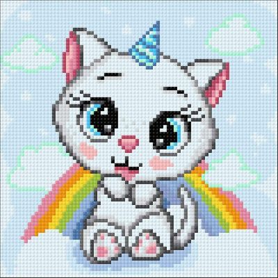 Crafting Spark (Wizardi) - Cat with Rainbow CS2708 7.9 x 7.9 inches Crafting Spark Diamond Painting Kit Image 1