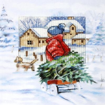 Crafting Spark (Wizardi) - Complete counted cross stitch kit - greetings card "Winter" 6232 Image 1