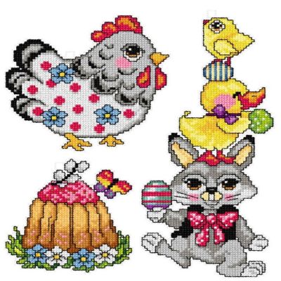 Crafting Spark (Wizardi) - Counted cross stitch kit with plastic canvas "Easter" set of 3 designs 7656 Image 1