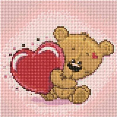 Crafting Spark (Wizardi) - Little Bear's Heart WD2299 7.9 x 7.9 inches Wizardi Diamond Painting Kit Image 1