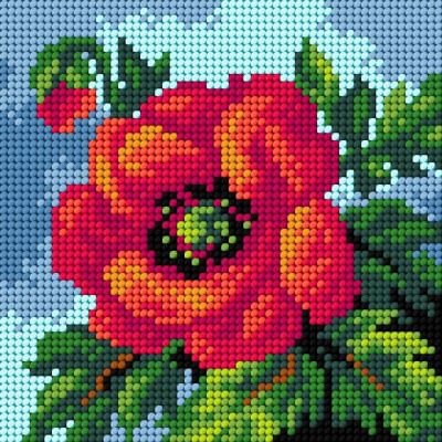 Crafting Spark (Wizardi) - Needlepoint canvas for halfstitch without yarn Poppy 2755D - Printed Tapestry Canvas Image 1